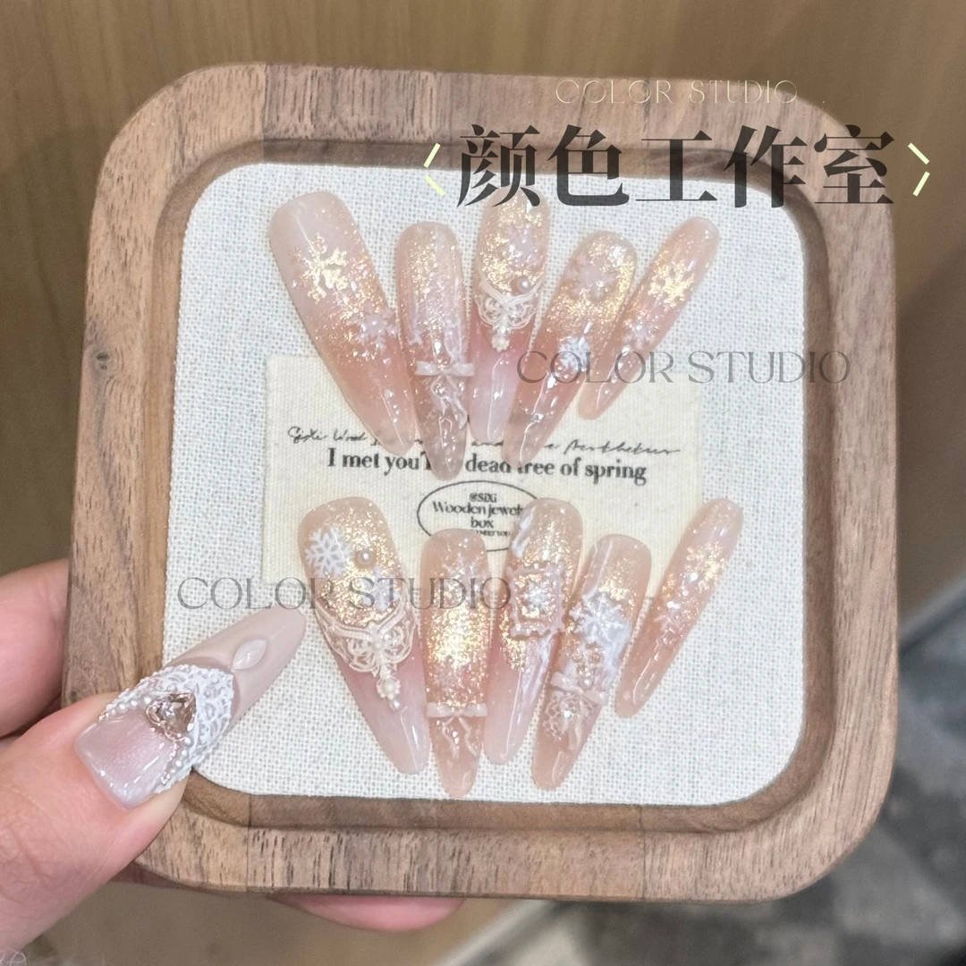 【洛可可晨露】梦幻少女巴洛克风气质纯手工猫眼高级感长款穿戴甲片