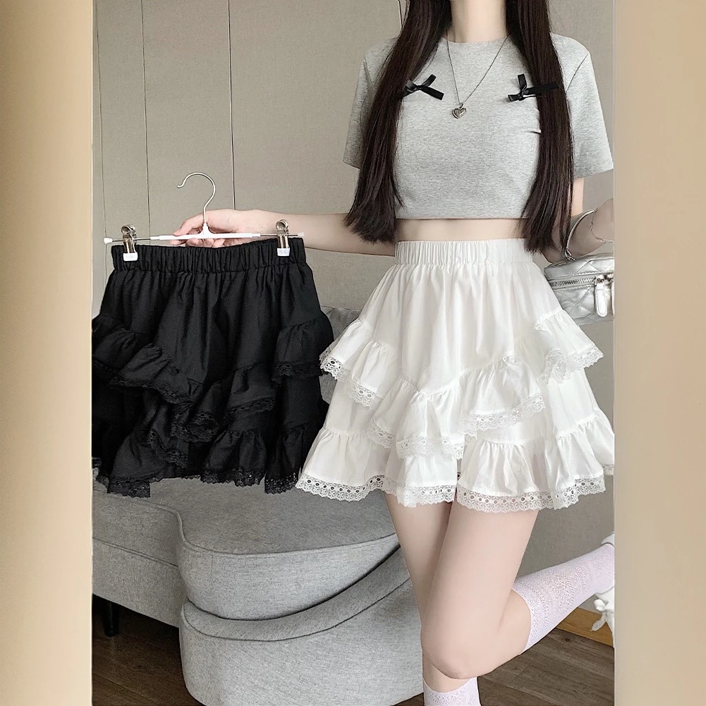 韩版高腰显瘦蕾丝蛋糕裙短裙甜美蓬大摆伞裙洋气不规则A字半身裙