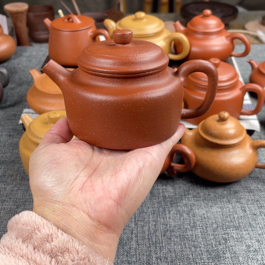紫砂茶壶光*红降坡德钟半手30目220