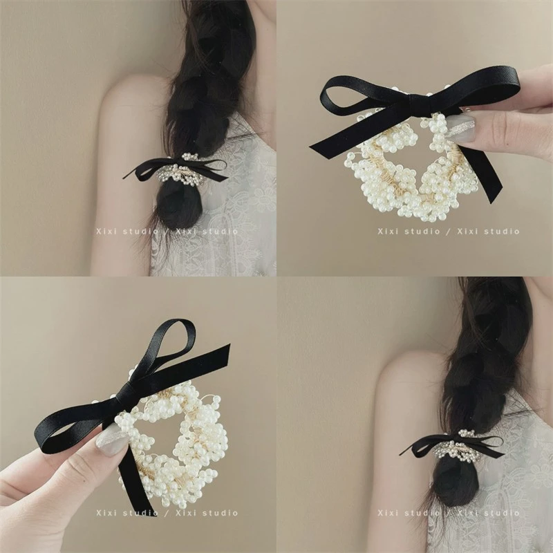 嫣然如梦！蝴蝶结飘带发圈！甜美珍珠发绳感头绳头饰旅行发卡