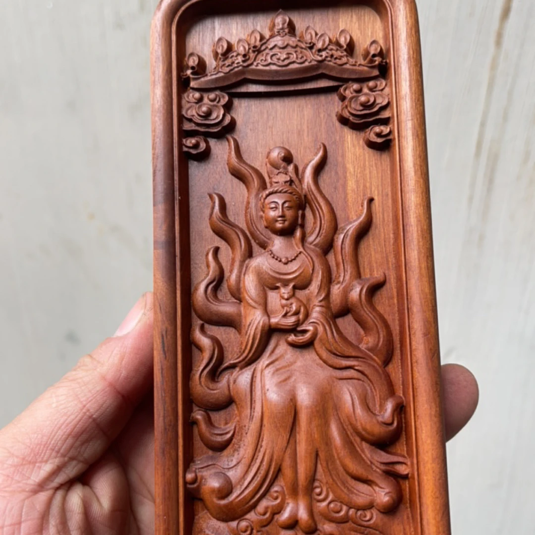 雷击枣木雕刻九尾令牌原木原色整木木雕木艺