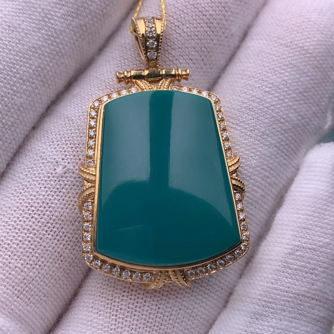 绿松石18K金镶嵌珠宝奇石