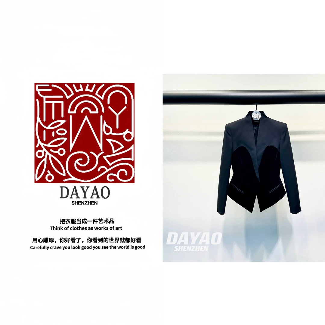 「DAYAO」24S 时尚气质V领长袖百搭休闲短外套轻奢高档女装WY1024