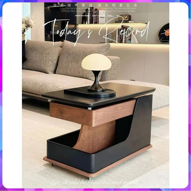可移动木制升降茶几置物储物简约方形北欧客厅旋转自动家用可折叠