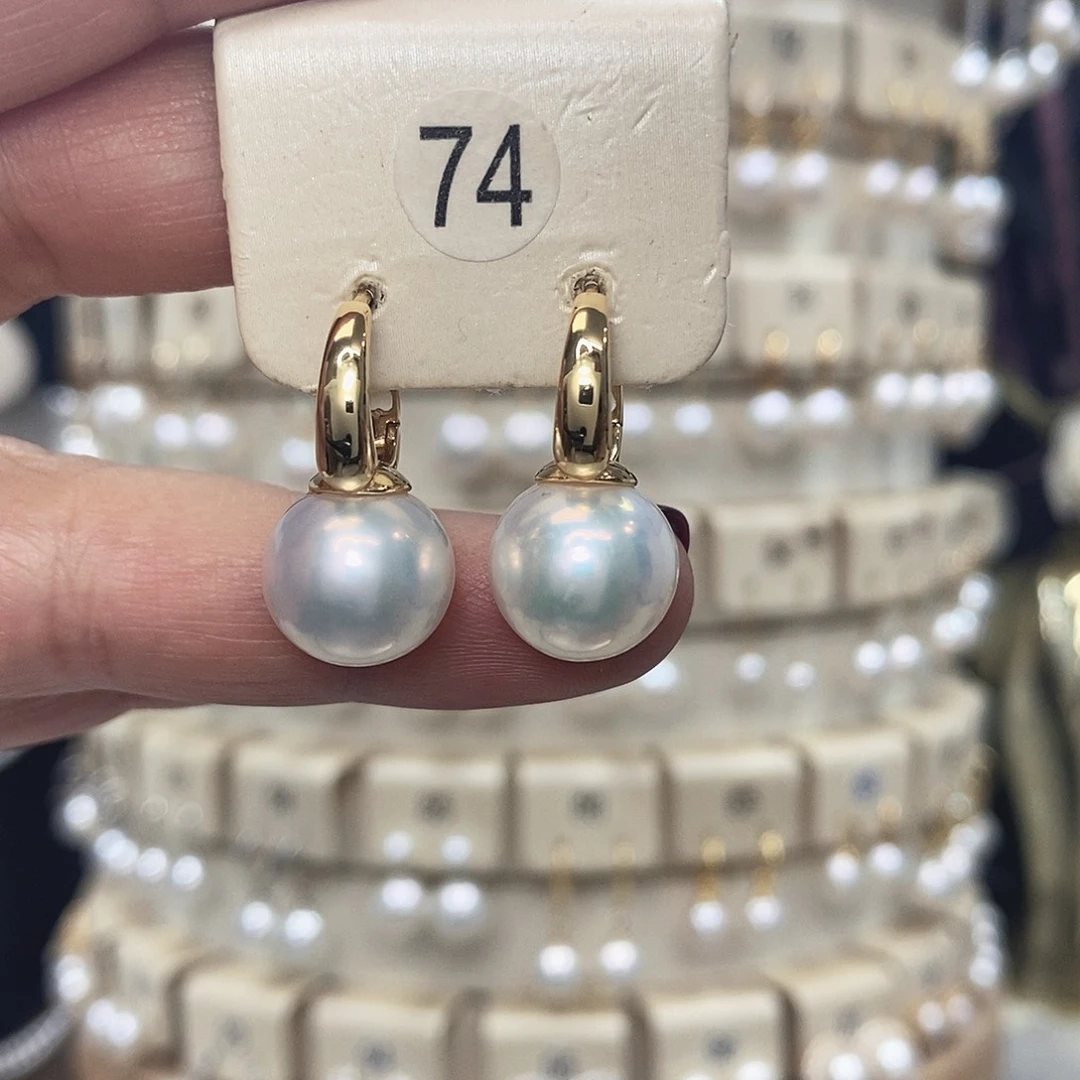 淡水珍珠银S925镶嵌耳饰