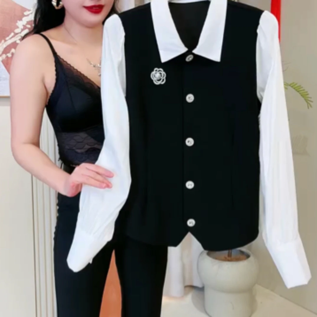 欧货新款拼接收腰显瘦衬衫（好物推荐）