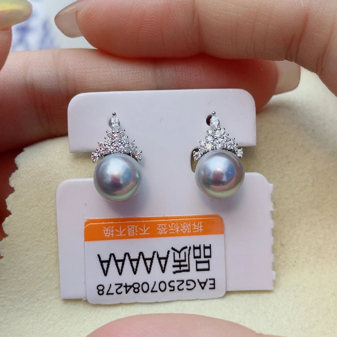 海水珍珠耳饰银S925镶嵌w55