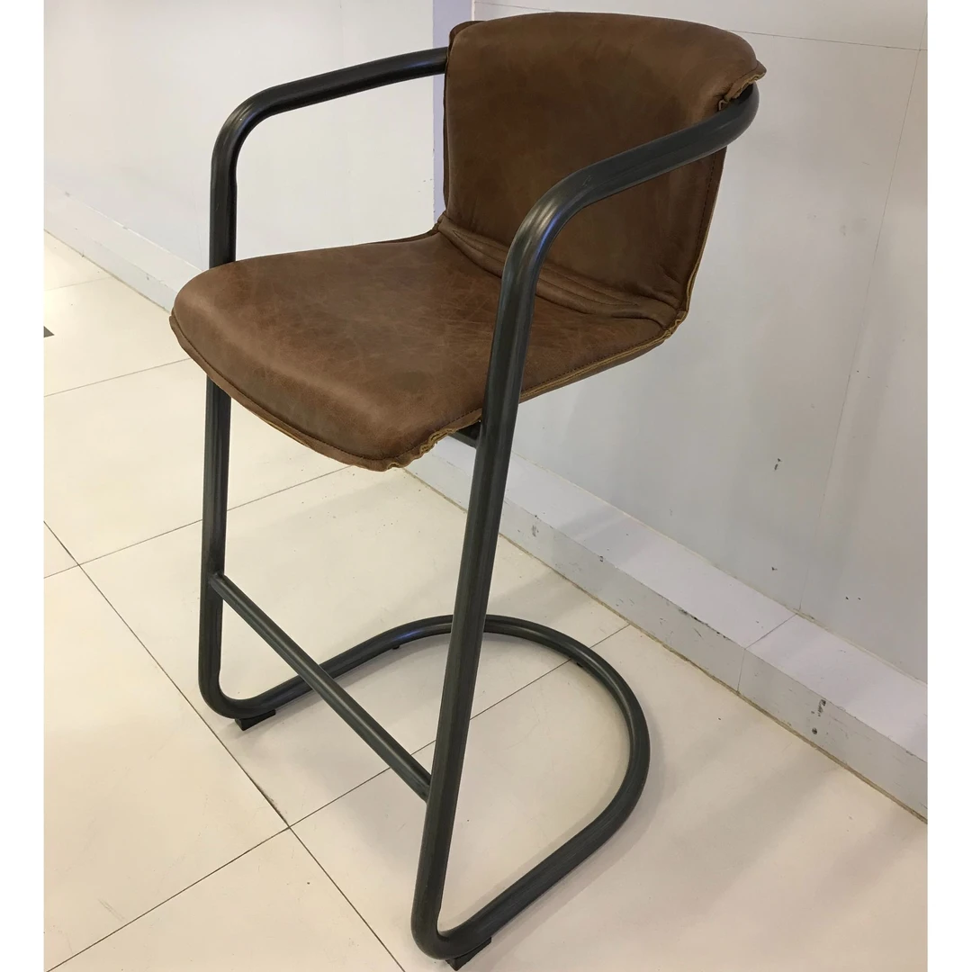 BORCH/博瑞奇头层牛皮真皮铁艺U形吧椅（P-7131）