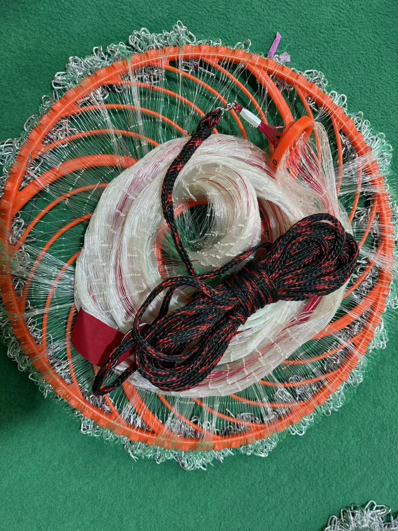 防滑齿轮大飞盘撒网加粗鱼丝线手撒网捕鱼专用