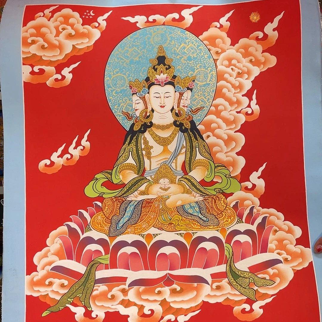 卷轴画手绘唐卡 大日
