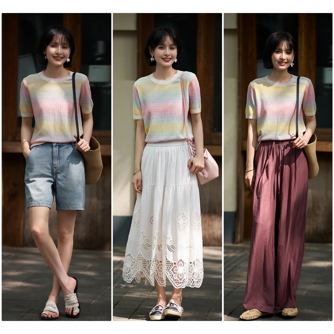 【蚕丝+棉】多巴胺不够干脆来点彩虹吧花式纱桑蚕丝25新ZYM862746MG