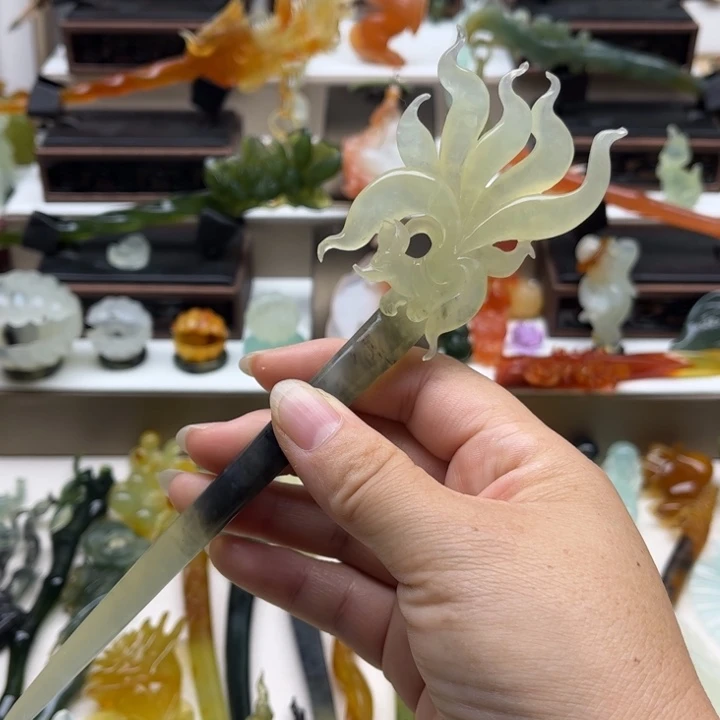 蛇纹石玉未镶嵌岫玉发簪