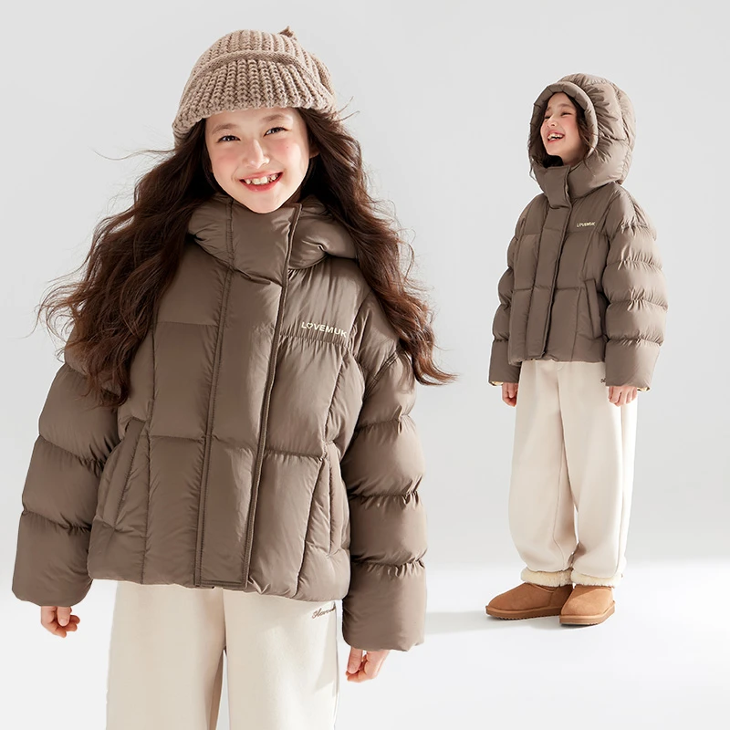 高充绒三防安心绒美拉德棕羽绒服90白鸭绒面包服女童M44XY3279