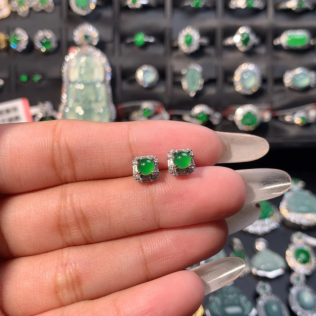 翡翠未镶嵌耳饰耳钉