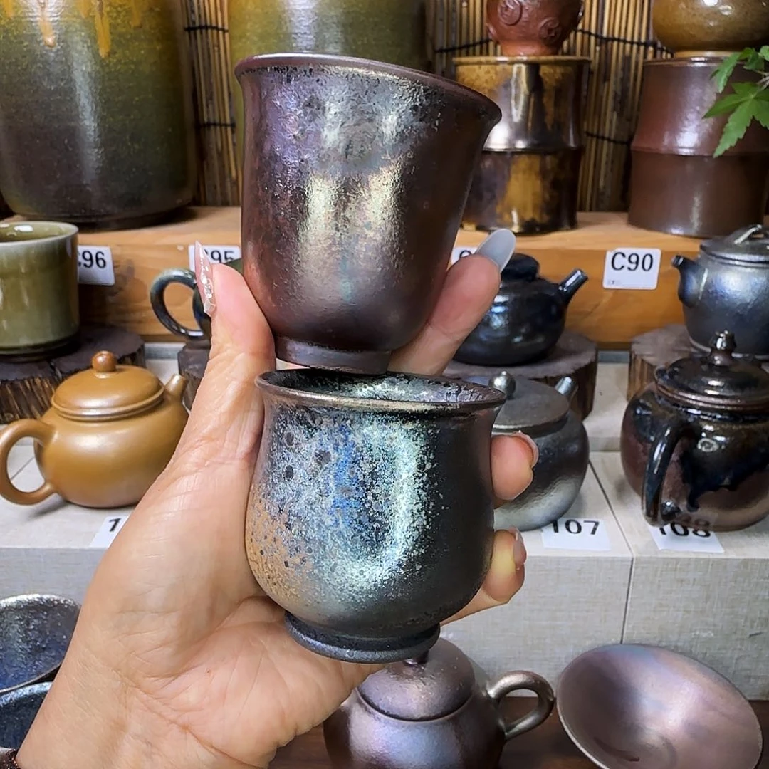 杯建水紫陶柴烧杯微瑕