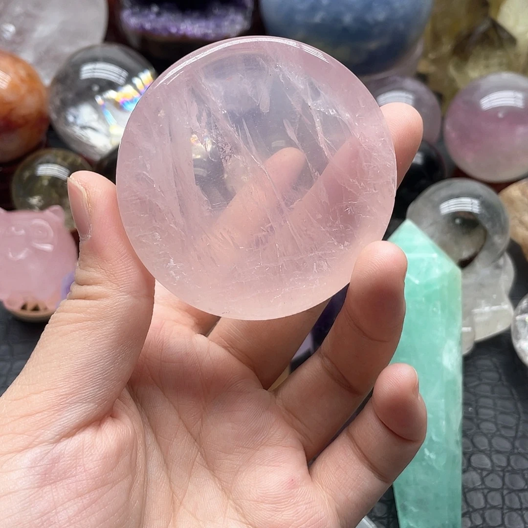 珠宝半成品未镶嵌水晶88（粉水晶盘子）
