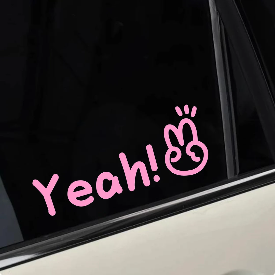 剪刀手比耶可爱图案车贴三角窗挡风玻璃玻璃氛围改装装饰汽车贴纸