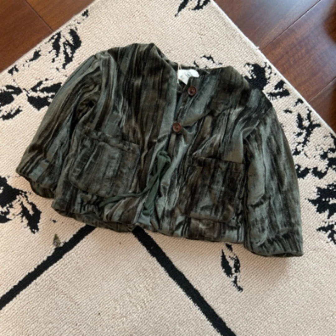 【编号Q29】Y244266028-05-儿童 韩系特种丝绒外套森林绿-yew