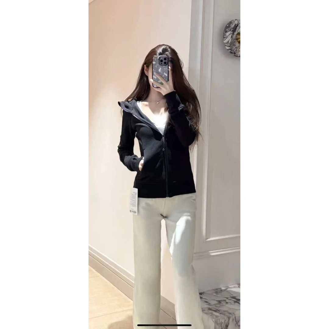 依二一《lulu外套》正肩瑜伽服上衣连帽美式收腰68122