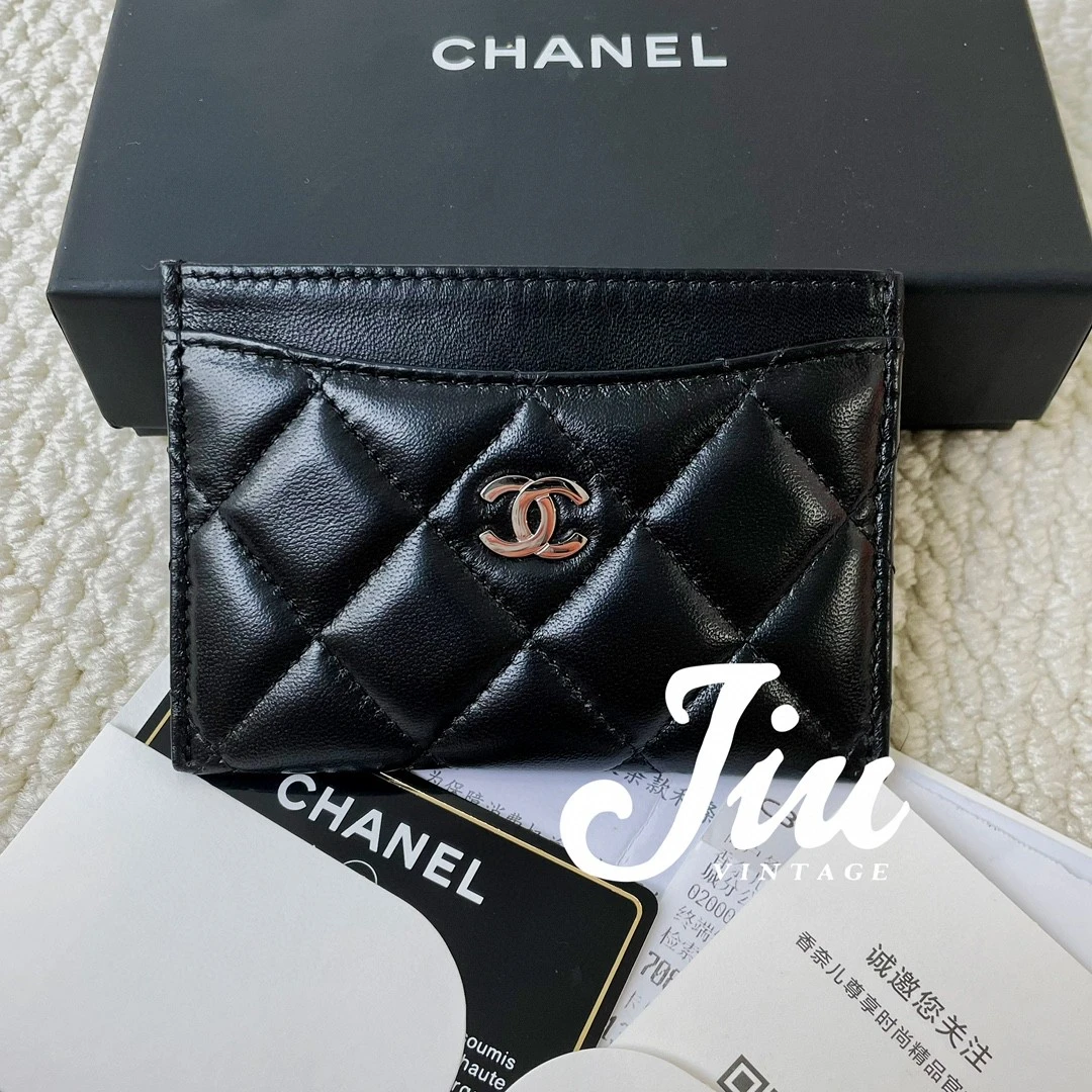 99新 Chanel/香奈儿 黑银卡包29开JM7-3569