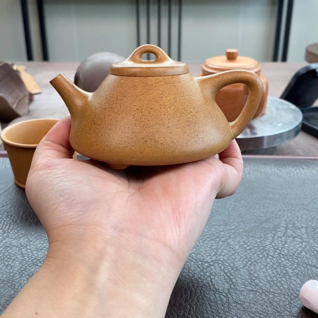 茶壶紫砂黄金段子冶石瓢180cc精工半手