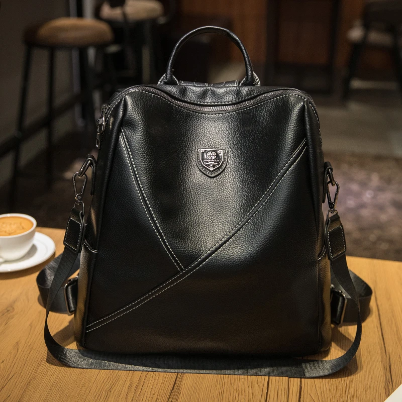 双肩包女2025新款大容量高级质感包时尚百搭防盗女士软皮旅行背包