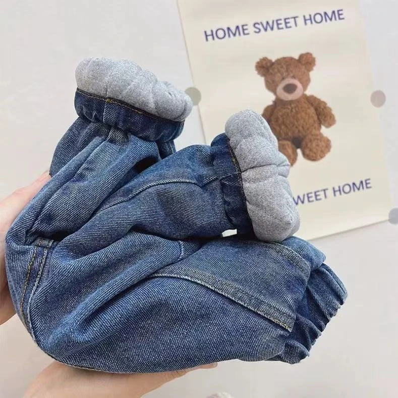 【现货】儿童冬款夹棉加厚牛仔大棉裤