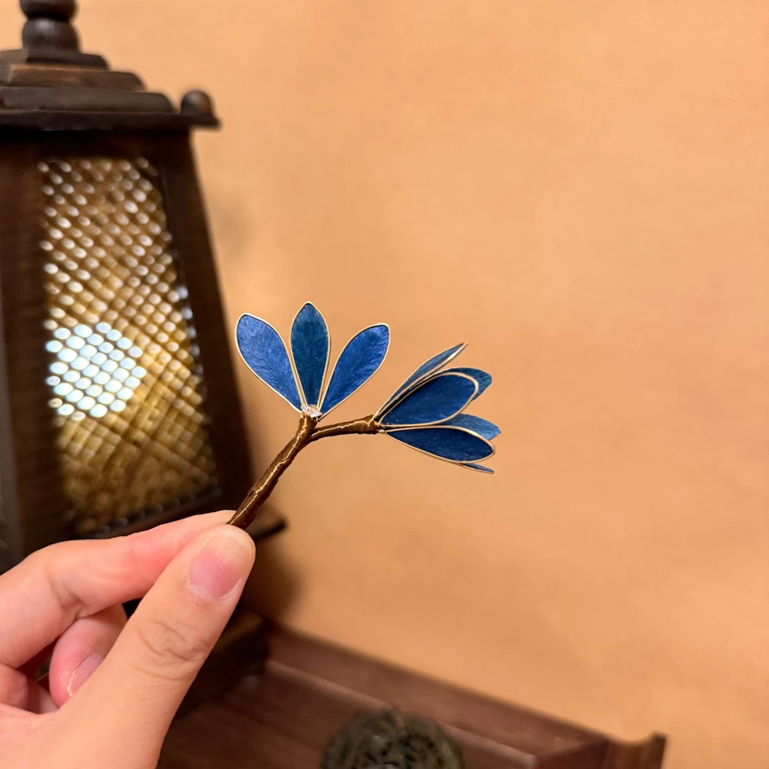 【深蓝】绒花发簪（备注主体/默认发软簪）