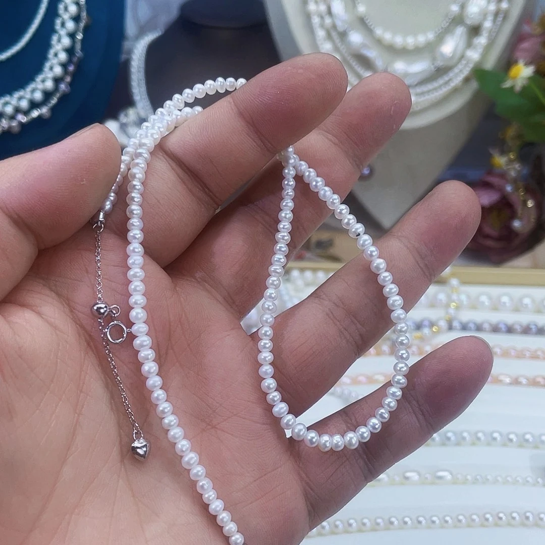 淡水珍珠颈饰银S925镶嵌