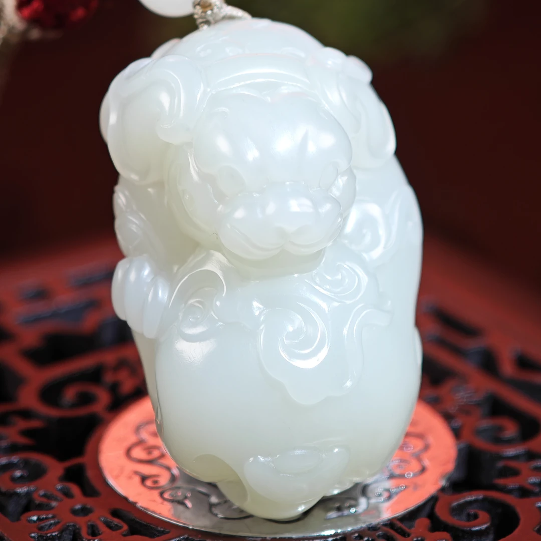 米达姐【米达姐和田玉】米达料旺财(狗狗)——吊坠手工精雕