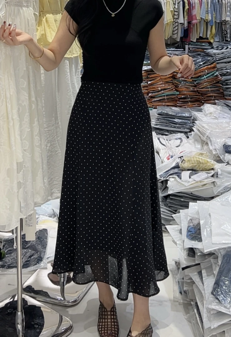 【波点鱼尾裙】夏上新~简约半松紧腰显瘦鱼尾半身裙