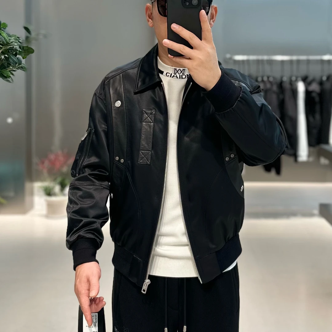 【VG轻奢】高端山羊皮拼接时尚百搭加棉夹克3807