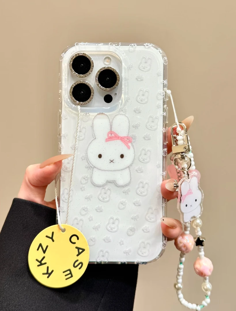 可爱满屏星星草莓兔头圆边双层苹果16promax/iPhone15/14手机壳13