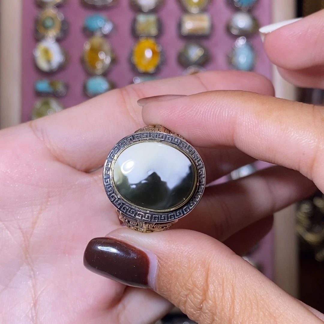 蜜蜡戒指银S925镶嵌戒指