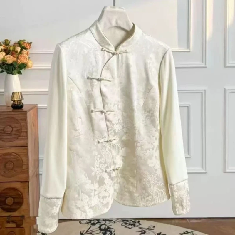 时尚新中式复古设计感立领气质百搭显瘦衬衫2024D4887七七