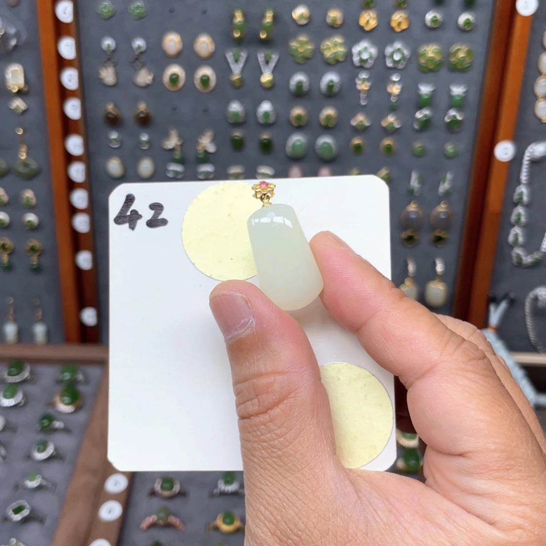 和田玉银S925镶嵌颈饰和田玉42
