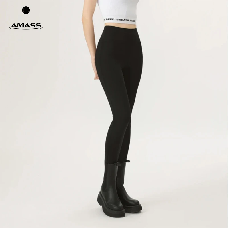AMASS/阿玛施秋冬新款气质紧身运动风瑜伽弹力中腰束脚裤女510040