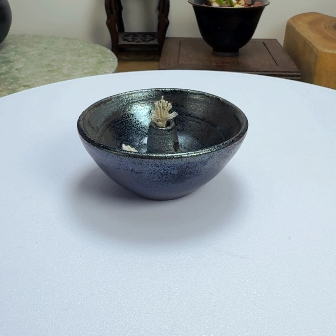 一***修茶盏建窑高铁胎落灰烧茶器