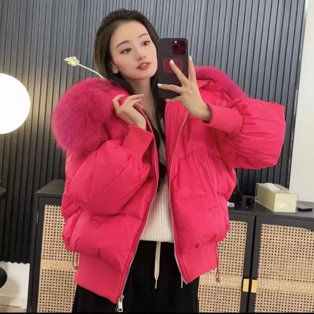 大毛领款羽绒服短款网红时尚