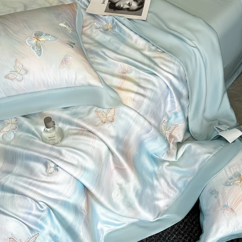 A类莱赛尔天丝夏凉被四件套可机洗冰丝空调被轻奢高级感薄被印花4