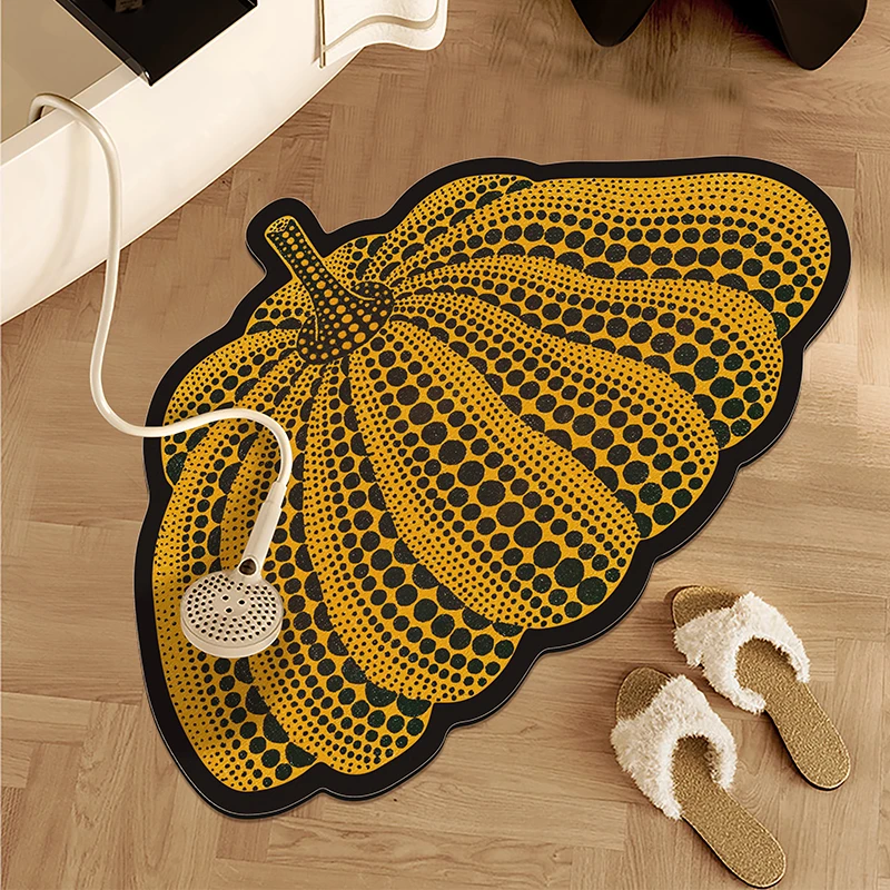 现代吸水防滑进厕所硅藻地垫卫生间软家用地毯泥新款门口脚垫南瓜