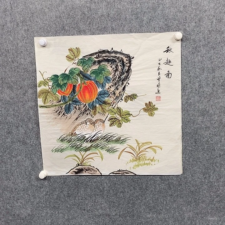 国画四尺斗方花鸟一幅
