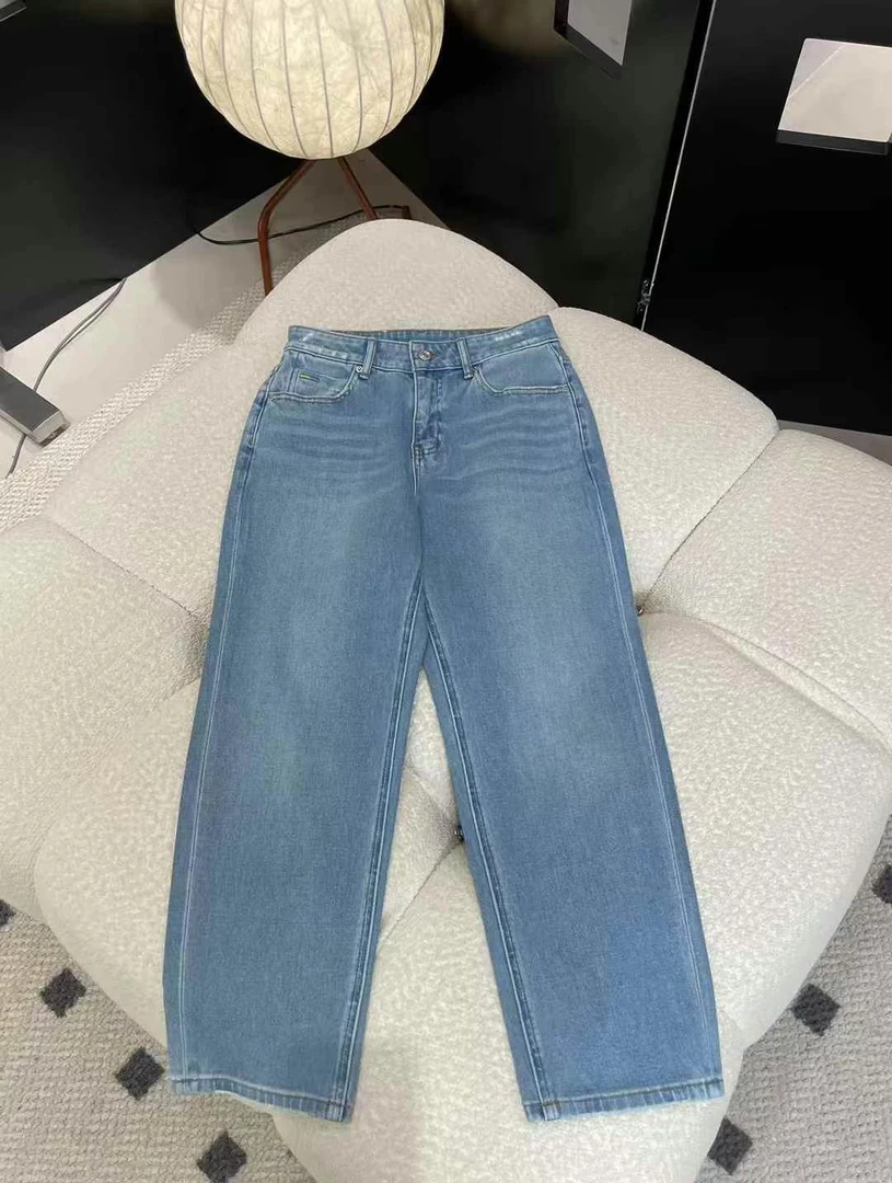 高腰显瘦直筒牛仔裤女烟管裤百搭复古蓝春夏新款8338裤子