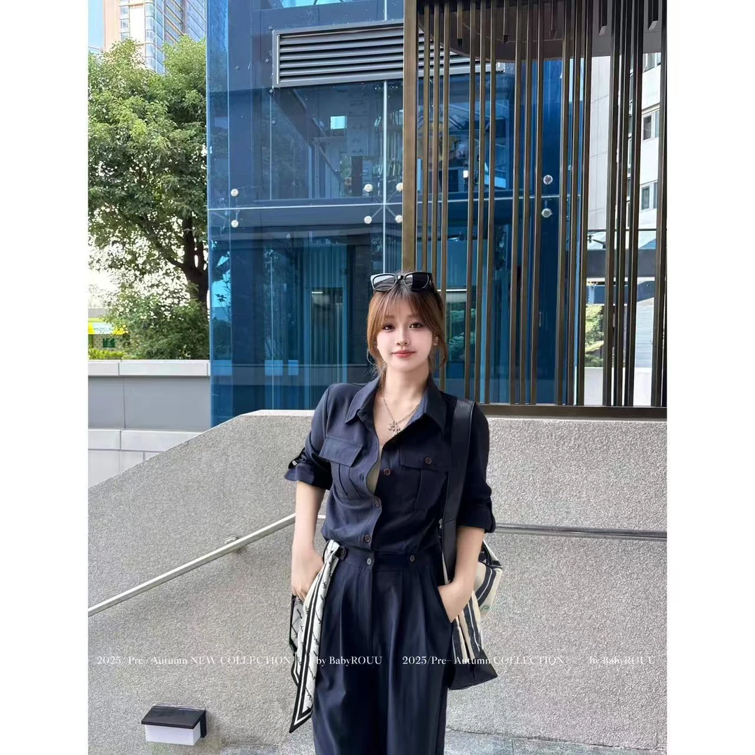 【老钱腔调】温与柔气质显瘦法式设计感盐系时髦长袖长裤连体裤