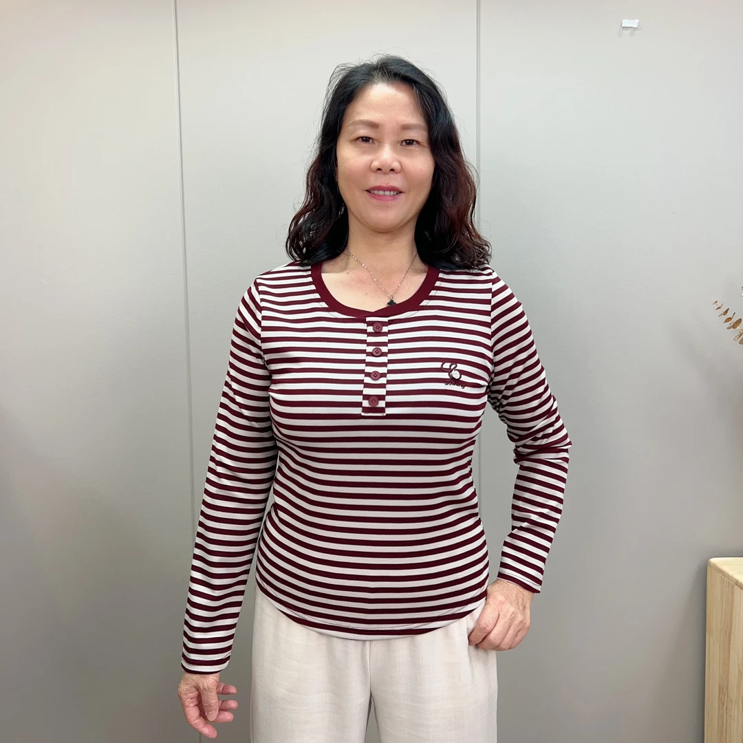 25秋季早秋新款薄款上衣条纹长袖减龄女士上衣休闲T恤妈妈上衣