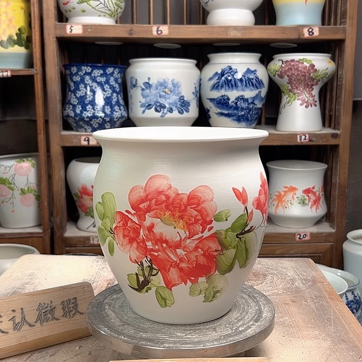 陶圆口牡丹新款新款陶瓷陶瓷