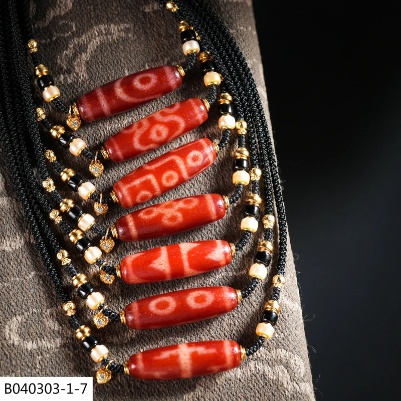 【老掌柜】【陈小姐】多图腾红肉天珠玛瑙项链/B040303