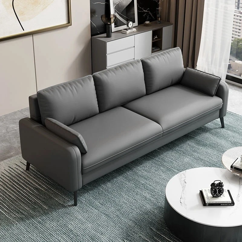 沙发小户型客厅2025新款意式客厅接待皮艺出租房双人直排小沙发