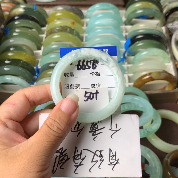 未镶嵌蛇纹石玉手镯6656