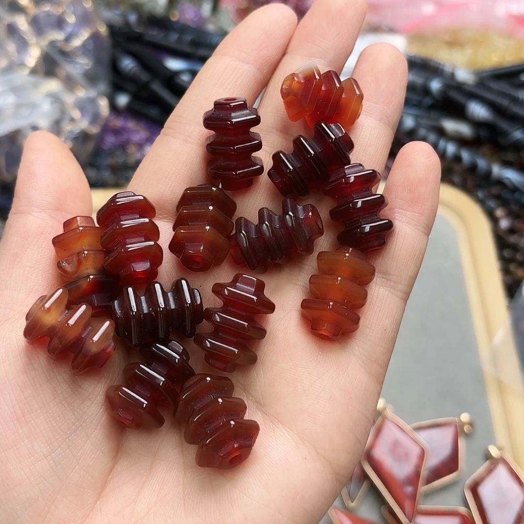 玛瑙/玉髓未镶嵌珠宝半成品1321红玛宝塔2颗